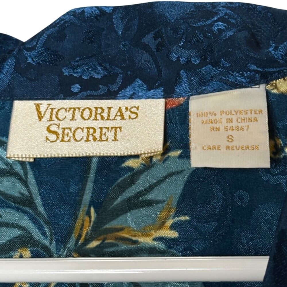 Victoria’s Secret Gold Label Vintage 90s Floral Paisley Sleep Shirt S Collared - Picture 3 of 9
